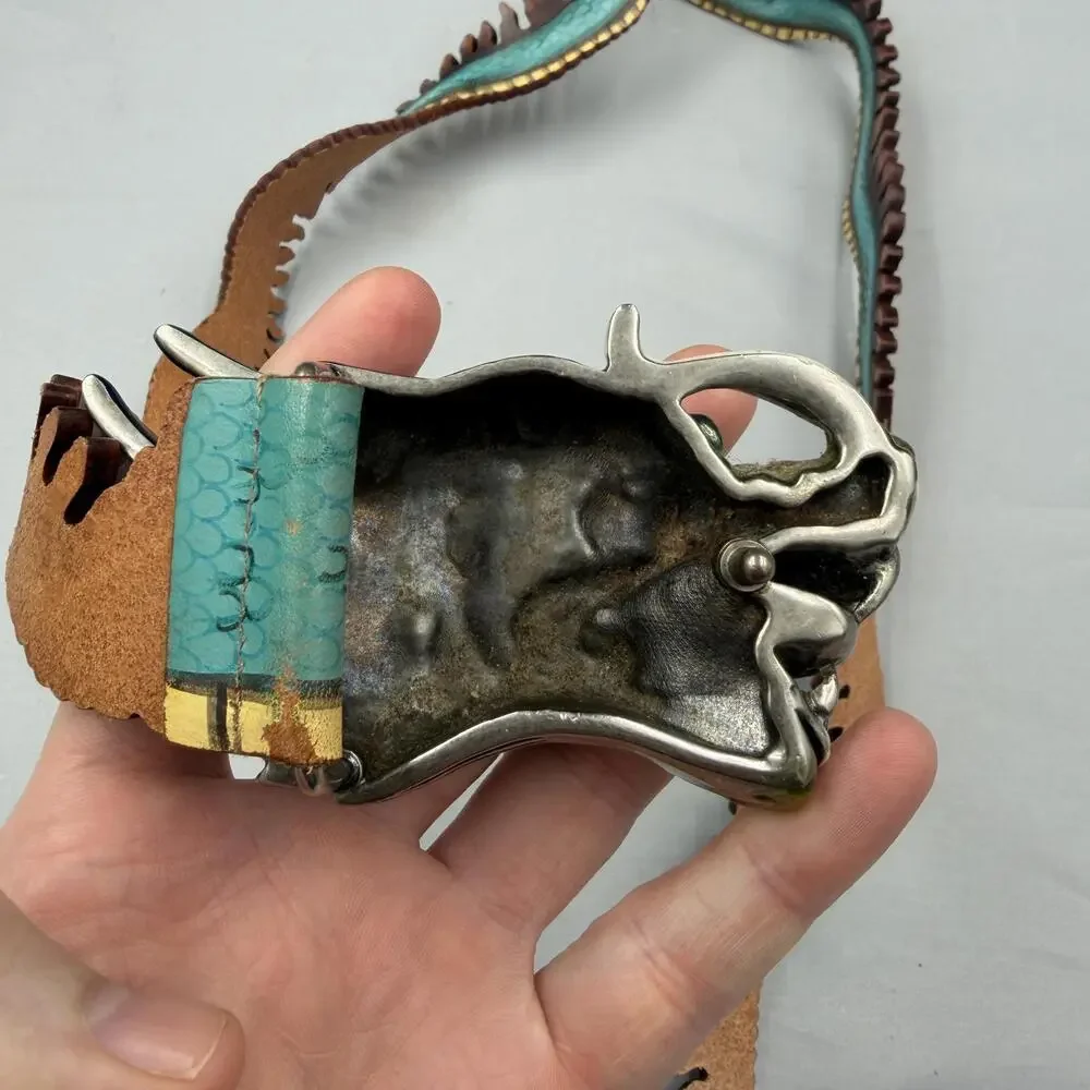 GUCCI Dragon Belt 105/42 Multicolor Leather Dragon Head Buckle Made Italy Rare